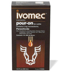 Ivomec® Pour-On Ivomec® Pour-On, Merial, Livestock wormer, cattle wormer, Ivermectin, Broad spectrum wormer, topical cattle wormer, internal parasites, external parasites, roundworms, lungworms, grubs, mange mites, horn flies, sucking lice, biting lice, sarcoptic mange,