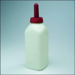 Little Giant® Calf Bottle with Snap On Nipple Little Giant®, Calf, Bottle, with, Snap, On, Nipple, sturdy, sanitary, FDA, approved, food, grade, polyethylene, plastic, durable, translucent, content, level, special, rubber, formula, prolong, life, improve, pliability, 4.25, inch, square, 10, high, holds, 2, quarts, 1, diameter, 4, long