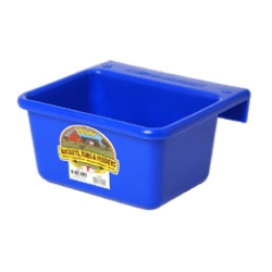 Little Giant® DuraFlex Mini Feeder MF6 Little Giant®, DuraFlex, Mini, Feeder, MF6, foals, small, animals, Built-in, bracket, hooks, 2-by-wide, board, portable, barn, stall, pasture, pen, two, eyelets, permanent, mounting, screws, tough, DuraFlex, plastic, Measures, 9.75, inch, long, 11, wide, 5.5, high, holds, 6, quarts, 1.5, gallons, several, colors, Wire, Grill, MF601, sold, separately, fits, keeping, larger