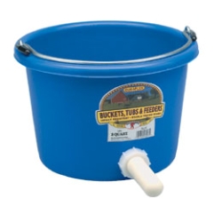 Little Giant® Calf Milk Pail Litlle Giant®, Calf, Milk, Pail, built, in, rubber, nipple, hanging, bracket, opposite, side, fence, rail, sturdy, handle, Impact, resistant, DuraFlex, plastic, strong, durable, special, rubber, formula, prolong, life, improve, pliability, valve, gasket, control, flow, through, nipple, pail, 11.5, inch, diameter, 8.375, deep, holds, 8, quarts, 2, gallons, metal, pail, Nipple, 1.3, inch, diameter, 3.8, long