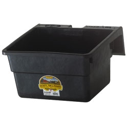 Little Giant® DuraFlex Rubber Hook Over Feeder Little Giant®, DuraFlex, Rubber, Hook, Over, Feeder, crack-proof, crush-proof, freeze-proof, plastic, molded-in, 2-by-wide, board, portable, feeder, center, notch, feeder, straddle, upright, stability, capacity, graduation, marks, quarts, liters, Rubber, naturally, safe, soft, animals, 17, inch, long, 16, wide, 10, high, holds, 18, quarts, 4.5, gallons, horses, sheep, goats, alpacas, llamas, livestock
