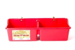 Little Giant® DuraFlex Hook Over Feeder with Divider Little Giant®, DuraFlex, Hook, Over, Feeder, Divider, Portable, built-in, divider, simultaneous, feeding, two, animals, separating, pellets, feed, supplements, farm-tough, high-density, polyethylene, strength, Built-in, heavy-duty, steel, brackets, adjustable, 1/4, inch, 2.25, hang, wire, pipe, board, fences, Brackets, include, eyelets, permanent, mounting, horses, goats, sheep, alpacas, llamas, Measures, 24, long, 9.75, wide, 7, high, holds, 8, quarts, 2, gallons, feeder, capacity, 16, quarts, 4, several, colors