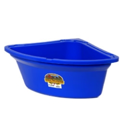 Little Giant® Corner Feeder Little Giant®, Corner, Feeder, Miller, MFG, Livestock, equine, farm, ranch, horse, livestock, space, added, stability, corner, High-impact, polyethylene, plastic, tough, farm, use, sheep, goats, alpacas, cattle, mounted, permanently, perpendicular, rails, four, lag, screws, filling, cleaning, several, colors, Measures, 25.5, inch, long, 19.5, wide, 9.75, high, Holds, 26, quarts, 6.5, gallons