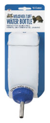 Pet Lodge® Weather-Tuff Water Bottle Pet Lodge™, Weather, Tuff, Water, Bottle, Miller MFG, Rabbit, small, animal, pet, Weather, resistant, ultraviolet, resistant, polyethylene, plastic, outdoor, use, indoors, Stainless, steel, ballpoint, tube, clean, housing, dry, Extra-wide, mouth, ice, cubes, cool, hot, weather, metal, hanger, attaching, wire, hutch, fence, aquarium, Perfect, guinea, pigs, ferrets, reptiles, 16, oz, 3.5, long, 2.75, wide, 7.5, high, 1, pint, 32, oz, measures, 3.875, long, 3.25, wide, 9.75, inch, high, 1, quart