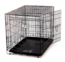 Pet Lodge® Double Door Wire Pet Crate Pet Lodge™, Double, Door, Wire, Pet, Crate, multi-functional, easily, adapts, home, travel, training, Removable, divider, panel, smaller, space, puppy, expand, pet, grows, adult, size, Two, doors, transport, Secure, latches, jiggle, loose,downward, locked, position, heavy, duty, black, metal, e-coated, corrosion, resistance, rounded, corners, panels, safety, owner, pet, suitcase, style, removable, plastic, carrying, handle, folds, down, compact, storage, removable, easy-to-clean, ABS, plastic, tray, collapsed, fully, assembled