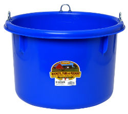 Little Giant® DuraFlex 8 Gallon Race Horse Tub Little Giant®, DuraFlex, 8, Gallon, Race, Horse, Tub, Miller, Manufacturing, Equine, Livestock, Barn, Bucket, Stall, mounted, feed, feeder, deep, prevent, spillage, easily, mounts, three, steel, eyelets, ground, stall, floor, wide, straight, design, stable, conventional, tapered, tough, polyethylene, resin, impact, resistant, protects, warpage, stress, cracks, 18.5, inch, diameter, 13.5, high, holds, 8, gallons, multiple, colors, Feed, Saver, Ring