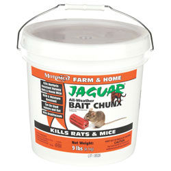 Jaguar® Bait Chunx Jaguar® Bait Chunx, Motomco, Brodifacoum, anticoagulant rat bait, single feed rat poison, rodenticide, all-weather rat poison, mouse bait