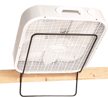 Mustang® Box Fan Holder Box Fan Holder 9310, Mustang, stahl fan, barn fans, fan holder, Black coated metal box fan holder, box fan, home fan,