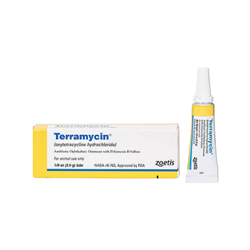 Zoetis Terramycin® Ophthalmic Ointment Zoetis, Terramycin, Ophthalmic, Ointment, Pet, Dog, Cat, canine, feline, Equine, Horse, Supplies, eye, ointment, animal, Antibiotic, Oxytetracycline, HCl, Polymyxin, B, Sulfate, treat, primary, secondary, infection, small, large, conjunctivitis, keratitis, pink, corneal, ulcer, blepharitis, bacteria, inflammatory, Bright, yellow, color, versatile, broad, spectrum, 5, mg, gram, inflamed, cure, heal, treat, aid, health, care, vet, supply, supplies, med, topical, supplement, quick, effective