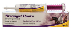 Zoetis® Strongid Paste Zoetis, Strongid®, Paste, Zoetis, Equine, Horse, wormer, dewormer, horses, ponies, breeding, mares, pregnant, lactating, foals, roundworms, large, strongyles, small, pinworms, benzimidazole, resistant, Pyrantel, Pamoate