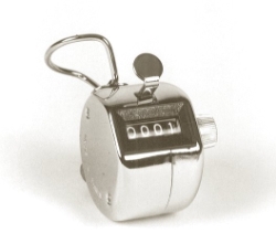 Agri-Pro® Herd Counter Agri-Pro®, Herd, Counter, Hand, held, lightweight, durable, Nickel, plated, Round, design, fits, comfortably, palm, stay-in-place, finger, ring, attachment, remain, secure, quickly, counting, livestock, Manual, click, mechanism, counts, 9999, resets, zero, 0