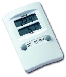 Hygro-Thermometer Hygro-thermometer, Agri-Pro, °C/°F, humidity guage, temperature guage, Temperature range of 14°F to 140°F., Humidity range of 10% to 99%, thermometer with memory storage, barn thermometer, Desktop thermometer, wall-mount temperature guage