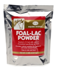 Pet Ag® Foal-Lac Powder Pet Ag®, Foal-Lac, Powder, USA, Foal-Lac, nutritionally, complete, reconstituted, water, feeding, orphaned, early, weaned, Formulated, specifically, simulates, nutritional, composition, mares, highly, palatable, bucket, bottle, fed