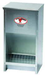 Little Giant® Galvanized High Capacity Poultry Feeder Little, Giant™, Galvanized, High, Capacity, Poultry, Feeder, Miller, MFG, Supplies, Chicken, large, tough, galvanized, steel, assembled, ready, store, dispense, 25, pounds, mash, pellet, crumble, feed, easily, mounts, wall, frame, chute, provides, steady, food, flow, feed, saver, grid, prevents, bottom, overfilling, birds, sweeping, feed, unit
