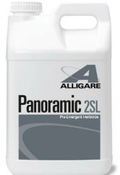 Alligare® Panoramic 2SL Alligare® Panoramic, 2SL, home, garden, ranch, farm, supplies, herbicide, post, emergent, broadleaf, weeds, johnson, grass, sandbur, Controls annual and perennial broadleaf weeds and grasses such as Johnson Grass and Sandbur. For weed control and/or turf height suppression on non-cropland areas including range/pastureland, roadsides, rights-of-way. This will be the product of choice for post emergence of sandbur, LICENSE, required, GRAZING, restrictions, 4, 6, ounces, acre, STUNT, growth, Bermuda, grass, 45, days