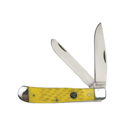 American Buffalo® Cattleman Trapper Yellow CC Series American, Buffalo, Cattleman, Trapper, Black, CC, Series, Classic, convenient, multi, faceted, all, purpose, knife, clip, point, blade, precision, spey, general, purposes, 3CR13, satin, finished, stainless, steel, blades, two, 2, functional, folding, Black, jigged, impact, resistant, delrin, handles, Mirror, polished, bolster, 3.25, main, blade, 4.1875, closed, brass, liner, steel, abkt, closed, folding, pocket, farm, supply, supplies, barn, shop, sporting, good, tool, effective, sharp, hardware, live, stock, gift, for, him, dad, men, AB048, Tough, everyday, classic, modern, vintage, CC002JYD, yellow