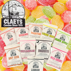Claey's® Old Fashioned Hard Candies Claey's®, Old, Fashioned, Hard, Candies, Since, 1919, Quality, Popular, Flavors, Retail, Packed, Preserve, Freshness, Bag, Holds, 6, oz, Ounces, Candy, Counter, Display, Cases, 12, Refill, Cases, 24, individual, flavors