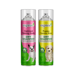 Espree Dry Shampoo - 7 oz. Bottle Espree, Dry, Shampoo, Aloe, Dog, Oatmeal, canine, wash, clean, refresh, skin, coat, hydration, hydrate, gentle, baby, powder, puppy, light, powder, scent, absorb, oil
