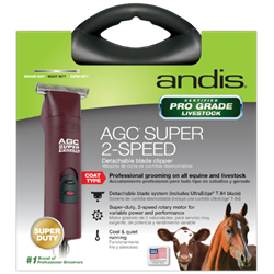 Andis® Clipper AGC Super 2 Speed Andis®, Clipper, AGC, Super, 2, Speed, T-84, Detachable, Blade, best, solution, professional, complete, horse, grooming, educational, package, shatter-proof, housing, 14-foot, heavy-duty, cord, rugged, tool, daily, use, Model, compatible, detachable, blades, change, out, options, T-10, regular, 10, 15, 30, blade, clips, Includes, Detachable, UltraEdge®, oil, Carrying, case, Rotary, Motor, 120V, 60Hz, MAX, 4400, SPM