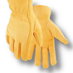 Golden Stag© Deerskin Econo 811 Gloves Golden Stag©, Deerskin, Econo, economy, 811, Gloves, Thinner, Leather, Better, Feel, Keystone, Thumb, Shirred, Elastic, Back, glove, hand, hands, work, fence, fencing, wire, barbed, cow, hide