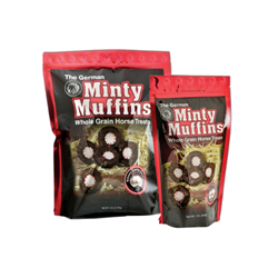 The German® Minty Muffins Durvet, German, Minty, Muffins, sweet, treat, horse, equine, training, reward, soft, chewable, pill, mask, natural, brachs, star, brite, mint, peppermint, oil, resealable