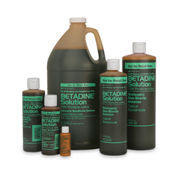 Betadine® Solution Veterinary (povidone-iodine, 5%) Betadine, Solution, Veterinary, povidone, iodine, 5%, 5, 16, 32, vet, supply, pre, op, operative, prepping, skin, mucous, membranes, prevents, bacteria, bacterial, infection, emergency, antisepsis,  lacerations, abrasions, burns, post, surgical, incisions, surgery, companion, animals, multi, species, dogs, cats, horse, equine, canine, feline