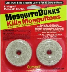 Mosquito Dunks® Mosquito, Dunks®, Summit, Chemical, Pest, Control, Insect, killer, stock, tank, Kills, Mosquitoes, before, Old, Enough, Bite!® America’s, best, selling, home, owner, BTI, bacteria, toxic, larvae, lasts, 30, days, treats, 100, square, feet, ft, surface, water, Non-toxic, wildlife , pets, fish, humans, standing, water, water, garden, Kills, within, hours, Labeled, Organic, Gardening, USEPA, Highly, effective, low, impact, product