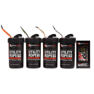 Rapid Rope® Utility Rope Rapid, Rope, Utility, Rope, refill, canister, cartridge, 120, orange, green, tan, white, extreme, USA, 1100, Easy, long, lasting, durable, built, in, cutter, storage, dispenser, store
