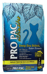 PRO PAC® Ultimates™ Deep Sea Select™ PRO PAC® Ultimates™ Deep Sea Select™, Midwestern Pet Foods, cat food, feline nutrition, indoor cat food, High fiber cat food, cat food for hairball control, grain-free cat food, whitefish flavored cat food, strong muscles, healthy shiny coat, antioxidant cat food, fortified cat food, cat food with natural vegetables and fruits, nutritionally balanced cat food,