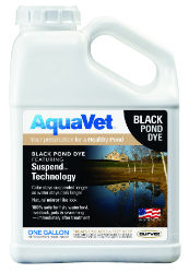 AquaVet® Black Pond Dye AquaVet® Black Pond Dye, Durvet, pond management, Made in the USA,  SUSPEND™ TECHNOLOGY, mirror-like pond dye