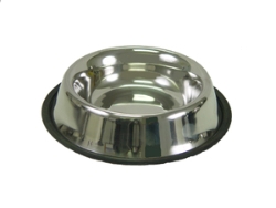 Valhoma® Stainless Steel Non-Tip Bowl Valhoma®, Stainless, Steel, Non-Tip, Bowl, Pet, small, animal, feeding, dish, dog, bowls, rust, scratch, resistant, Stainless, Steel, rubber, edged, base, designed, prevent, movement, spillage, during, feeding, sizes, 16, 24, 32, 64, 96, oz