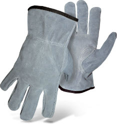 Boss® Gray Split Cowhide Leather Driver Gloves Boss® Gray Split Cowhide Leather Driver Gloves, Boss®, cowhide leather gloves, Open cuff work gloves, easy  on easy off gloves, Standard leather grade gloves, work gloves driver gloves,
